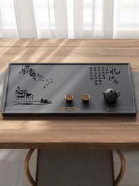 Synthetic Wujin Stone Tea Tray with Built-in Drainage for Gongfu Tea Ceremony