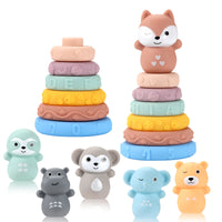 Kids' Early Education Stacking Rainbow Ring Bowling Soft Building Blocks Toy Set