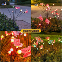 Solar Powered Butterfly Garden Stake Lights Outdoor Waterproof LED Decorative Lawn Lamps with Fiber Optic Swaying Butterflies