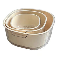Double-Layer Drain Basket for Kitchen and Living Room, Fruit and Vegetable Washing Bowl