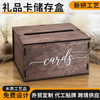Wooden Wedding Card Box with Slot for Gift Cards