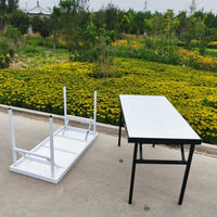 Folding Conference Table with Moisture-Proof Finish and Painted Steel Frame