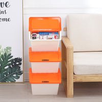 Stackable Slanted Opening Storage Bin with Lid for Toys, Snacks, Clothes, and Sundries