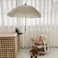 Korean Style Baby Outdoor Seat Sunshade Umbrella Portable Foldable Tassel Stroller Sun Protection for Infants