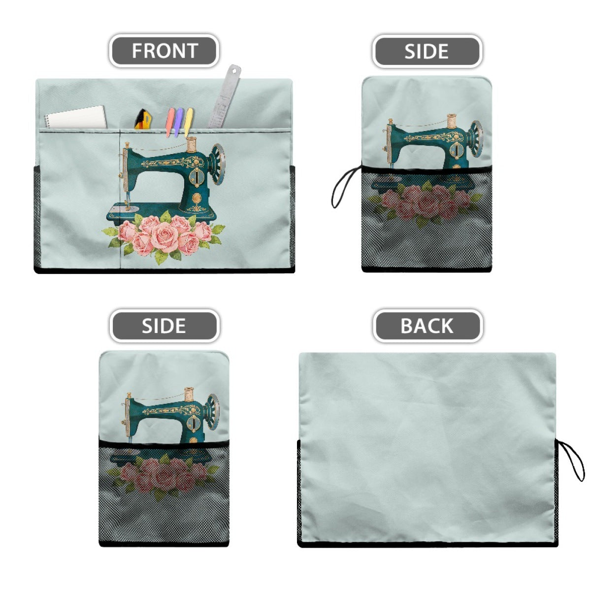 Sewing Machine Dust Cover with Storage Pockets, Universal Fit for Most Standard Sewing Machines