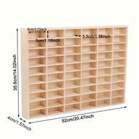 Wooden Multi-Grid Display Case for Small Cars & Figurines, Wall-Mountable Storage Organizer