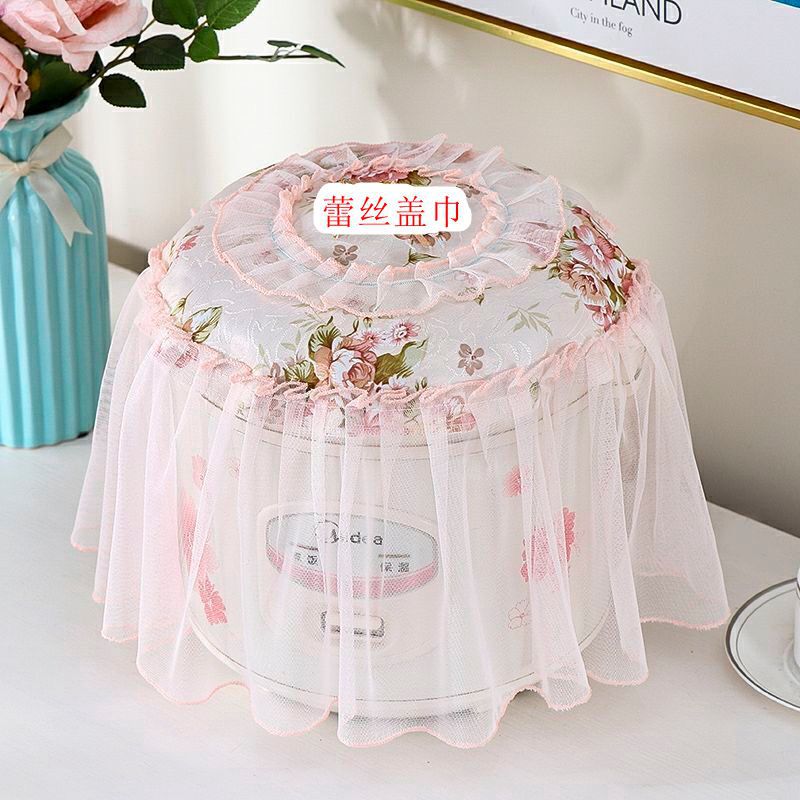 Pastoral Style Rice Cooker Dust Cover with Lace Trim - Universal Rectangular/Round Appliance Protector