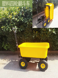 Heavy-Duty Garden Dump Cart with 4 Wheels and Pneumatic/Solid Tires for Yard Waste and Hauling