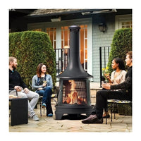 Outdoor Folding Fire Pit with Chimney and Rain Cover for Camping and Patio Heating