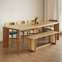 Japanese Style Solid Wood Dining Table Modern Minimalist Wooden Rectangular Slab Table for Home and Guesthouse Dining Set