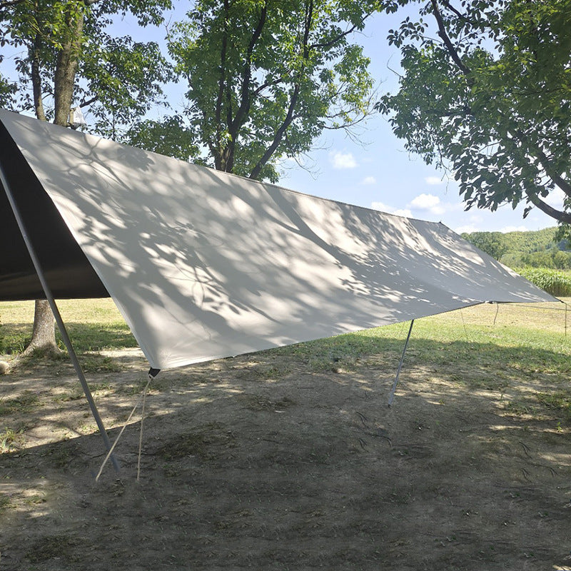 Outdoor Beige Square Blackout Tarp for Camping & Picnics - UV Protection Sun Shelter