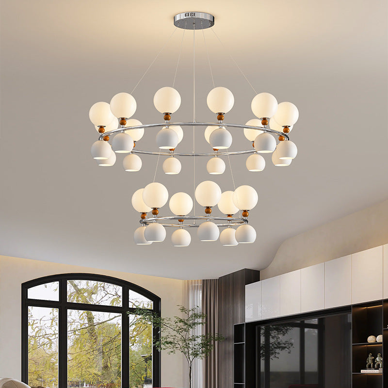 Nordic Glass Pumpkin/Globe Chandelier for Living Room Dining Room Bedroom