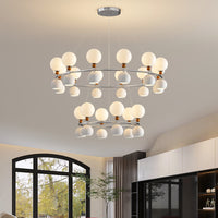Nordic Glass Pumpkin/Globe Chandelier for Living Room Dining Room Bedroom
