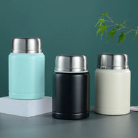 Portable 304 Stainless Steel Vacuum Insulated Food Jar with Spoon, Hot Food Container for Lunch