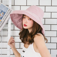 Women's Peach Skin Wide Brim Sun Hat with Windproof Rope for Outdoor Summer and Autumn