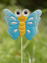 Cartoon Animal Garden Lawn Metal Insect Butterfly Bee Frog Beetle Decorative Stakes