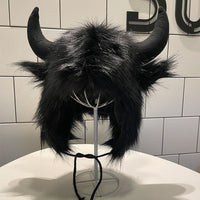 Warm Faux Fur Trapper Hat with Horns for Winter Cycling