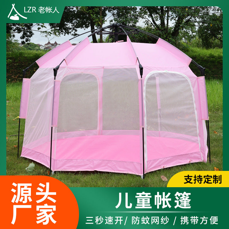 Automatic Pop-Up Octagonal Camping Tent for 3-4 People, Portable Outdoor Shelter