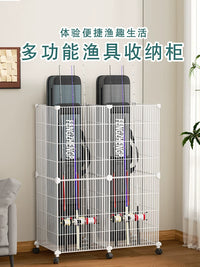 Fishing Rod and Golf Club Storage Rack with Wheels
