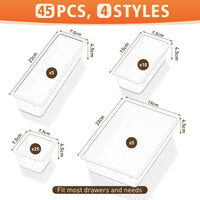 25-Piece Clear Plastic Drawer Organizer Set - Desktop Storage Bins and Dividers