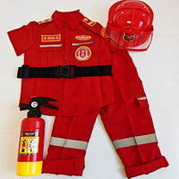 Kids Firefighter Costume Play Set with Extinguisher for Role Play and Career Experience