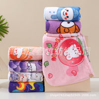 Cartoon Print Coral Fleece Hair Drying Towel for Kids, Super Absorbent Quick Dry Bath Cap