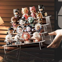 亚克力盲盒阶梯透明展示架手办立牌多层置物架公仔周边收纳摆放