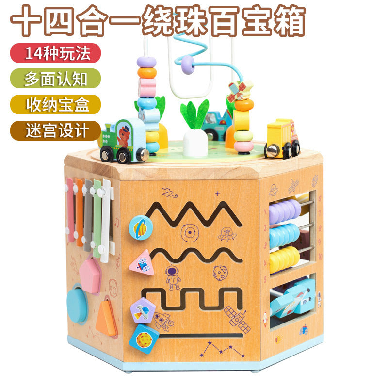 14-in-1 Activity Cube for Babies and Toddlers, Multifunctional Educational Toy with Bead Maze, Shape Sorter, and Magnetic Games