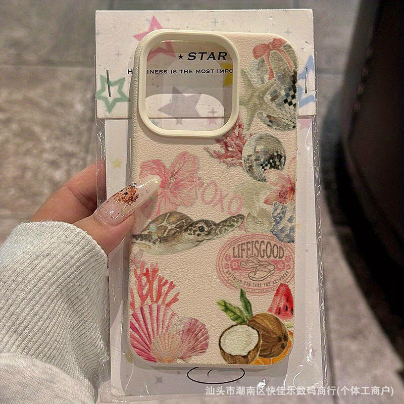 Starfish Seashell Turtle Phone Case for iPhone 11/12/13/14/15/16/17 Pro Max
