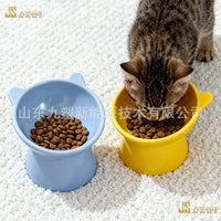 Anti-Tipping Elevated Pet Bowl for Cats and Small Dogs, Tilted Design for Neck Protection, Prevents Chin Acne, Food and Water Dish