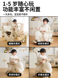 Babysoul Wooden Rocking Horse with Safety Guard and Cushion for Toddlers