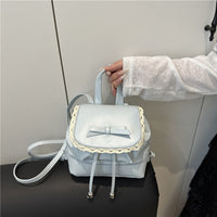 Casual Solid Color PU Leather Backpack for Women, Fashionable Korean Style School Bag