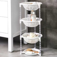 Multi-layer Rotating Storage Rack with Wheels for Kitchen and Living Room, Round Floor-standing Vegetable and Fruit Basket