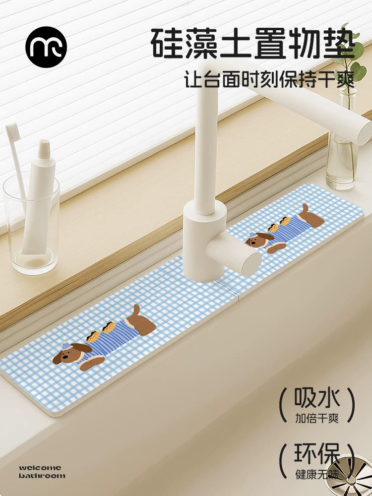 Diatomaceous Earth Faucet Absorbent Mat for Kitchen and Bathroom Sinks