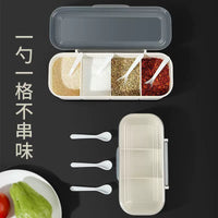 Multi-Compartment Seasoning Box with Spoons, Moisture-Proof Spice Container for Kitchen
