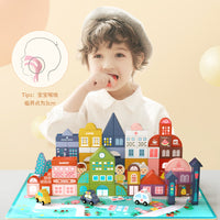 Large Particle Wooden Building Blocks for Toddlers and Kids, Educational Construction Toy