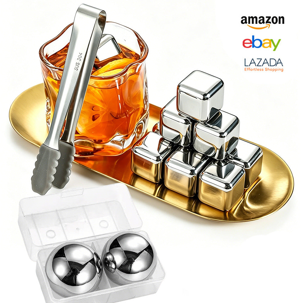 304 Stainless Steel Reusable Ice Cubes for Whiskey, Wine, and Beverages