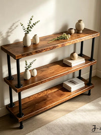 Industrial Style Solid Wood & Metal Bookshelf Storage Rack