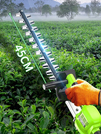 Cordless Electric Hedge Trimmer with Auxiliary Handle for Garden Pruning and Shaping