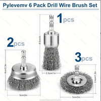 Hex Shank Wire Brush Set for Drill, Stainless Steel Rust Removal and Polishing