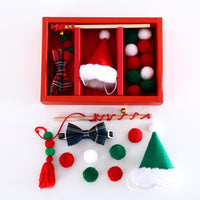 Christmas Cat Toy Gift Set with Santa Hat, Bow Tie Collar, Teaser Wand, and Plush Sound Toys