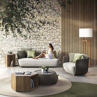 Outdoor Teak Rattan Sofa Waterproof Sunscreen Villa Hotel Single Courtyard Woven Sofa Combination Leisure Chair