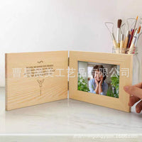 Solid Wood Photo Frame with Hollow 3D Design for Tabletop Display, Simple Wooden Picture Album Frame for Wedding Photos, Mother's Day Gift