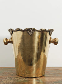 Handmade Indian Brass Ice Bucket Vintage American European Style Champagne Beer Bucket with Floral Decor