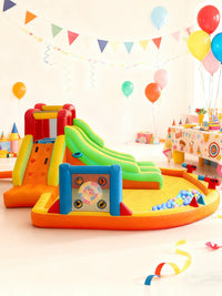 Inflatable Bouncy Castle with Water Slide for Kids, Outdoor Backyard Play Park