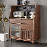 Nordic Black Walnut Sideboard Cabinet Modern Minimalist Storage Unit for Living Room