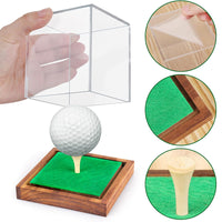 Golf Ball Acrylic Display Case with Wooden Base Dustproof Storage Cover