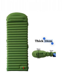 Foot-Press Inflatable Camping Sleeping Pad with Pillow, Thickened Moisture-Proof Lightweight Portable Mat