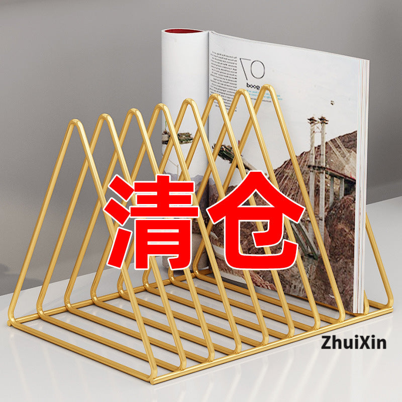 Nordic Creative Triangle Iron Art Bookends Desktop Organizer