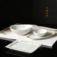 Hasami Ware Hand-Painted Floral Ceramic Rectangular Plate